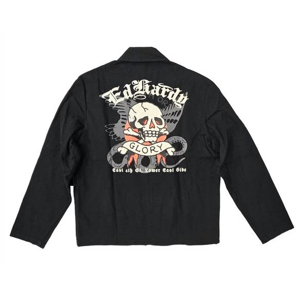 NEW ED HARDY men's dg skull workwear jacket in black - Picture 2 of 2